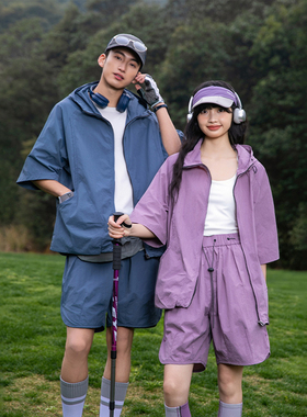 ADERBEN纯色工装青少年夏季日系短袖男女高级感新款宽松休闲外套