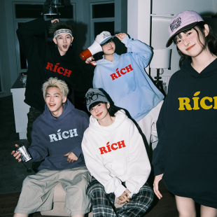 基础logo重磅420G情侣帽衫 RICHDEER潮牌连帽宽松卫衣2025春秋新品