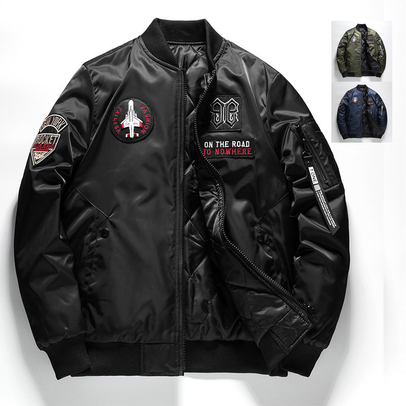 2025新款飞行员夹克男秋冬款潮牌大码休闲外套棒球服冬季加厚棉服
