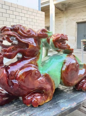 80厘米天然玉石貔貅摆件岫玉貔貅玄关摆设店铺定制客厅公母一对