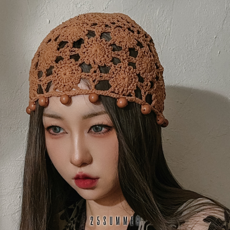 25SUMMER钩花手工秋冬女款针织帽