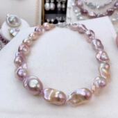 丝滑粉金巴洛克珍珠项链