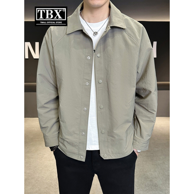 高端行政夹克外套男士2025新款春秋季衬衫式翻领茄克男款冬装棉服