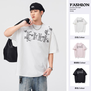 重磅T恤男舒适休闲百搭圆领经典 BIAS夏季 印花纯棉透气 neith