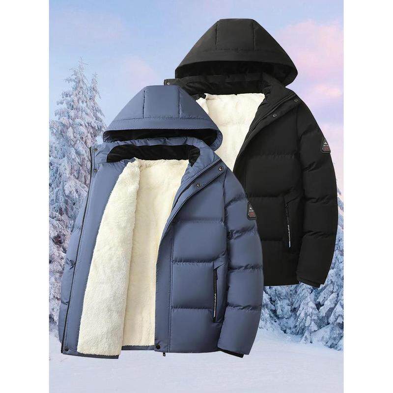 棉衣男款冬季加厚防寒服休闲宽松脱帽防风防水加绒保暖棉衣外套男
