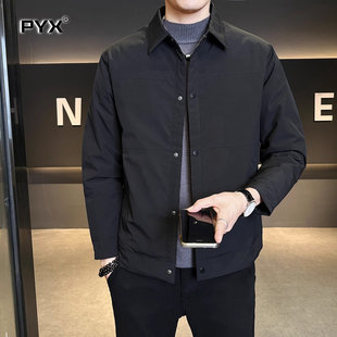 轻薄款羽绒服男士冬季2025新款高端保暖翻领商务行政冬装外套男款