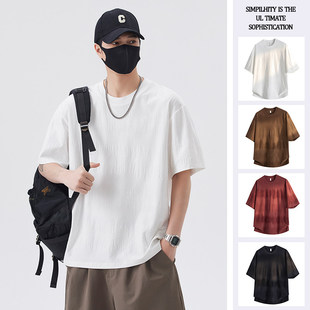 t恤男潮牌日系圆领条纹提花短袖 重磅肌理感短袖 BIAS夏季 neith