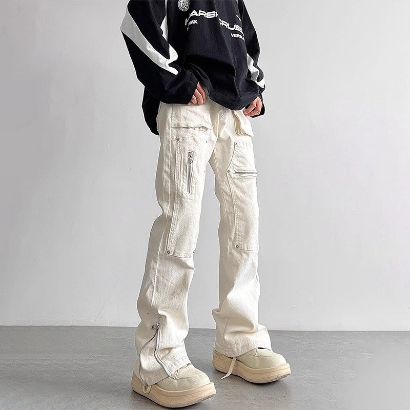 Aymelon美式潮流重磅工装伐木裤男秋宽松直筒高街休闲微喇长裤子