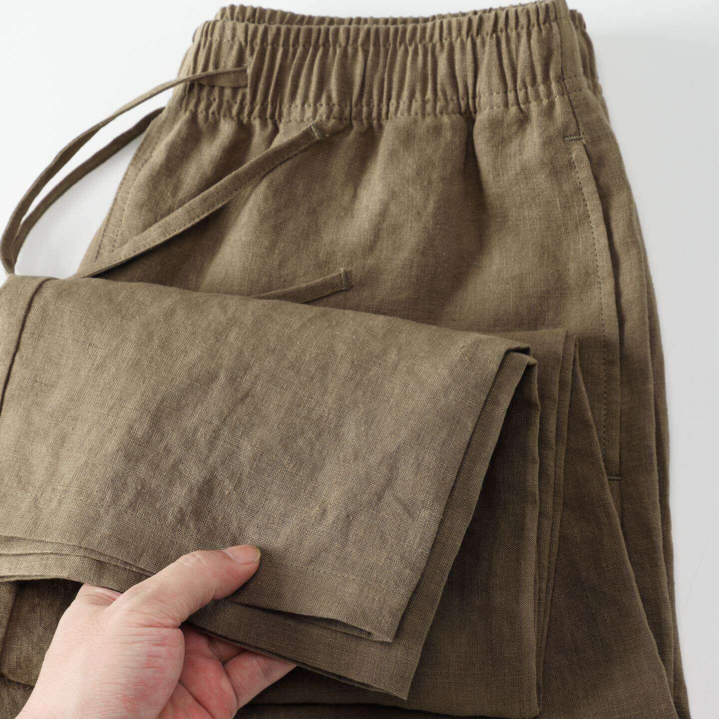 高档纯亚麻裤子男夏季薄款2025新款直筒长裤透气宽松棉麻休闲裤男