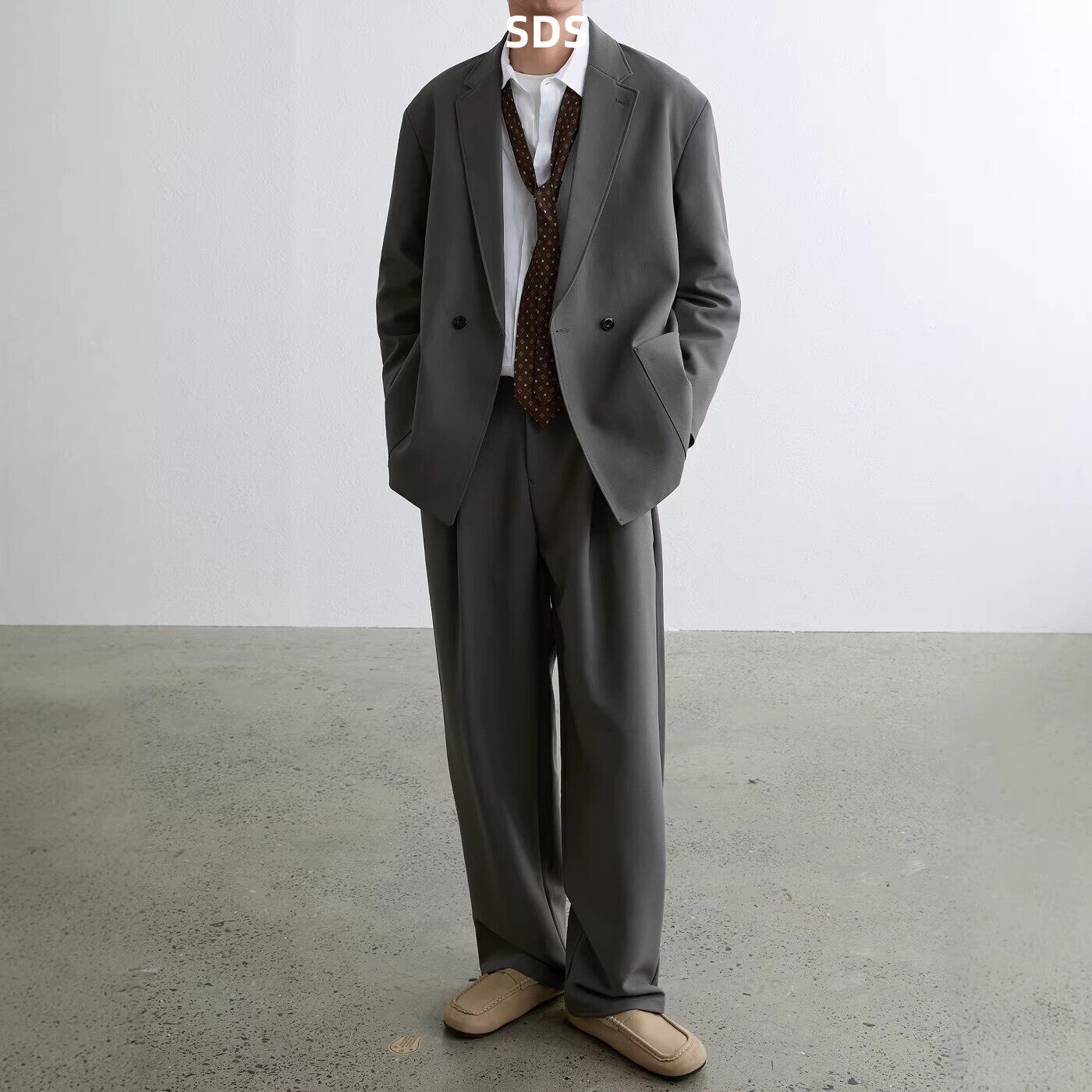 高级感西装套装男春秋季2026新款痞帅宽松休闲老钱风西服外套西裤