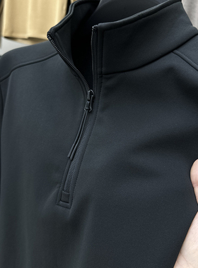 CATIA SELI秋冬软壳弹力加绒加厚保暖男士长袖半拉链纯色立领上衣