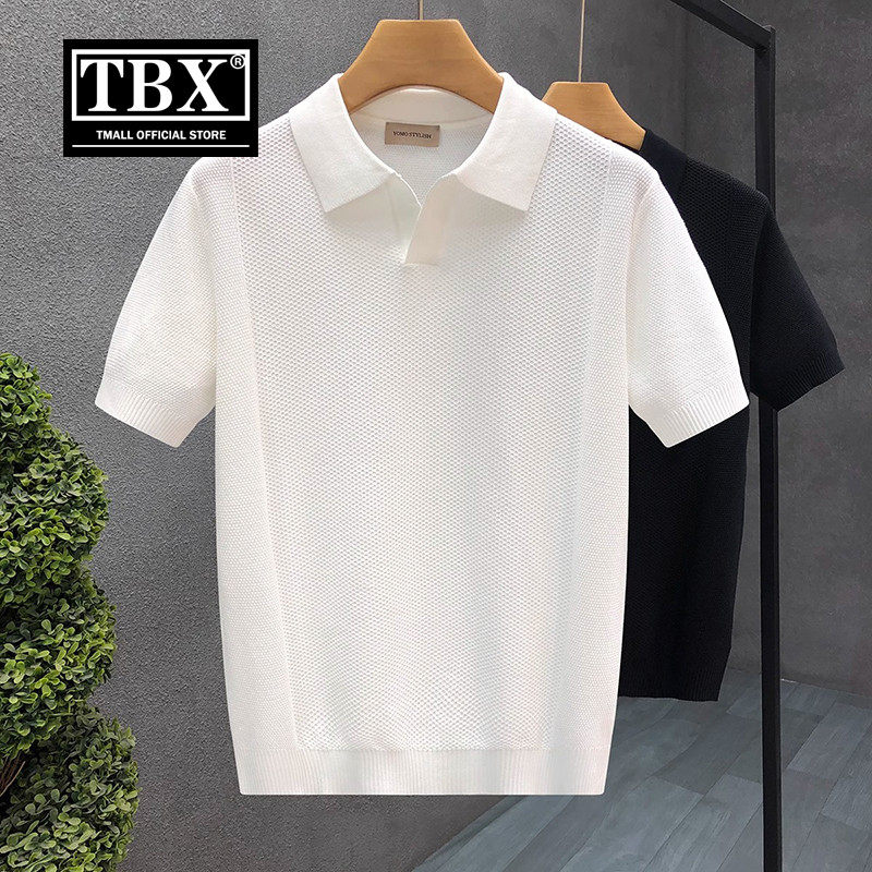 高端老钱风海鸥领POLO衫男士短袖t恤2026新款夏季冰丝针织衫男款