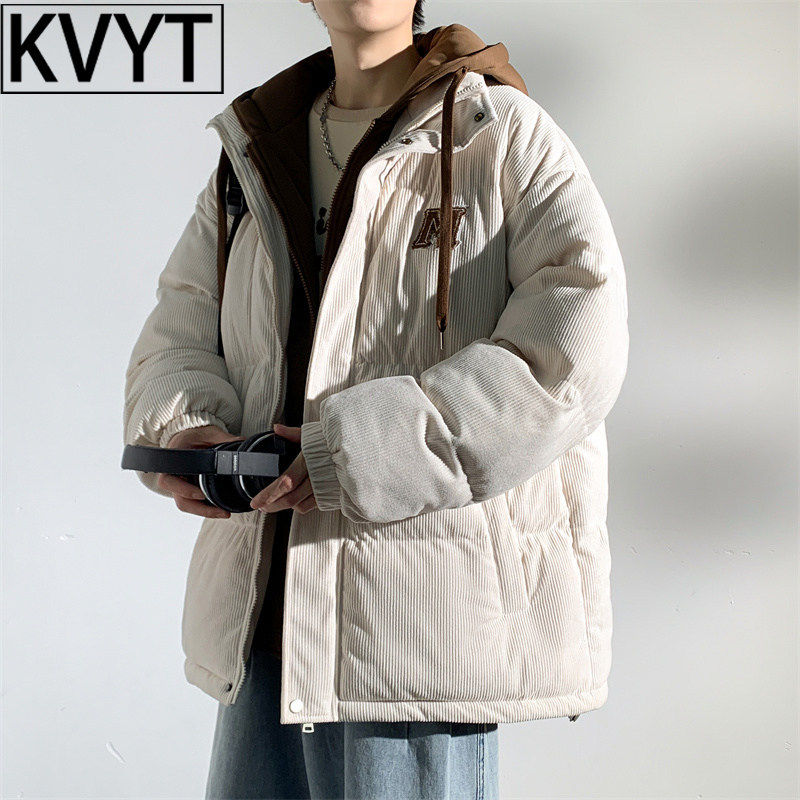 2026新款羽绒棉服男冬季灯芯绒外套男款加棉加厚运动假两件棉袄子