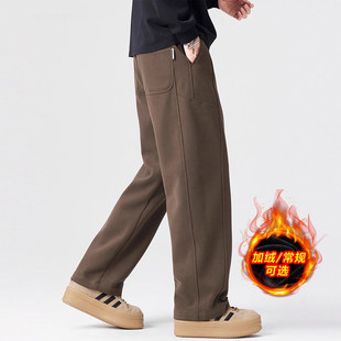 意大利品牌秋冬季新款加绒针织休闲卫裤男潮牌宽松垂感直筒运动裤