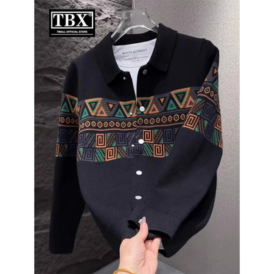 高端男士针织开衫外套春秋季2025新款休闲高级感翻领毛衣男款冬装