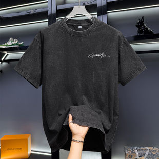 MAROLIO~高端潮牌美式扎染纯棉短袖t恤男夏季宽松百搭打底上衣男