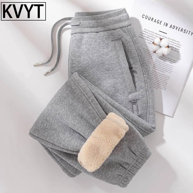 超厚羊羔绒卫裤男款冬季外穿零下40度棉裤加绒加厚灰色保暖裤子潮