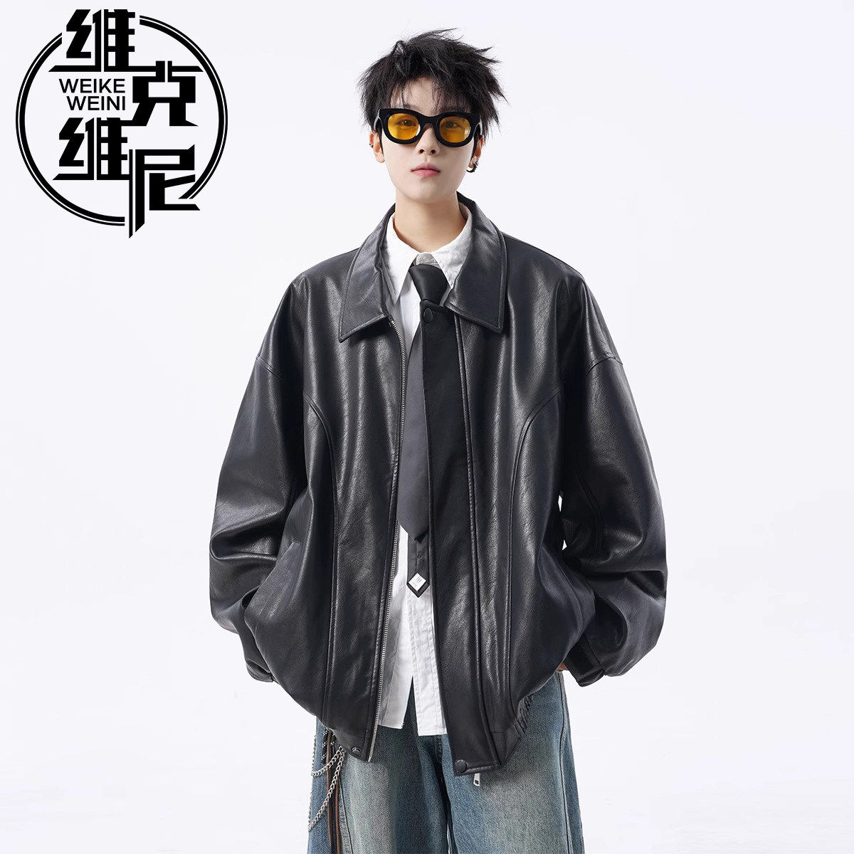 美式皮衣外套男士2026春秋新款潮牌潮流痞帅宽松高级感休闲皮夹克