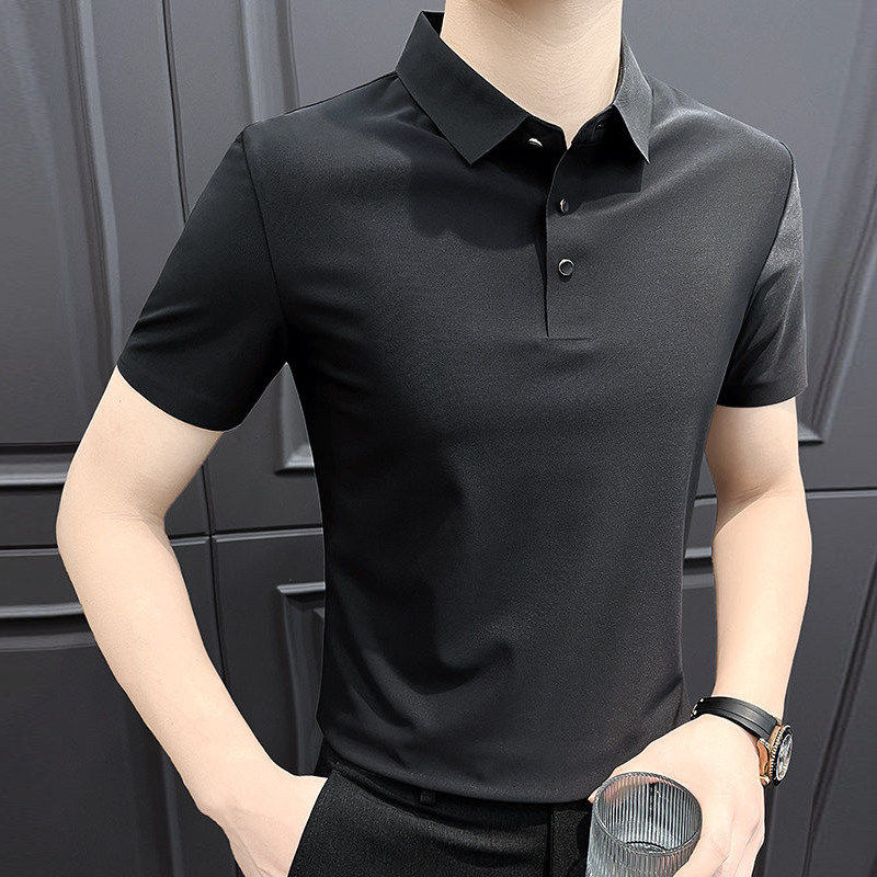 高档polo衫男短袖夏季薄款2026新款冰丝无痕上衣高级感半袖T恤男