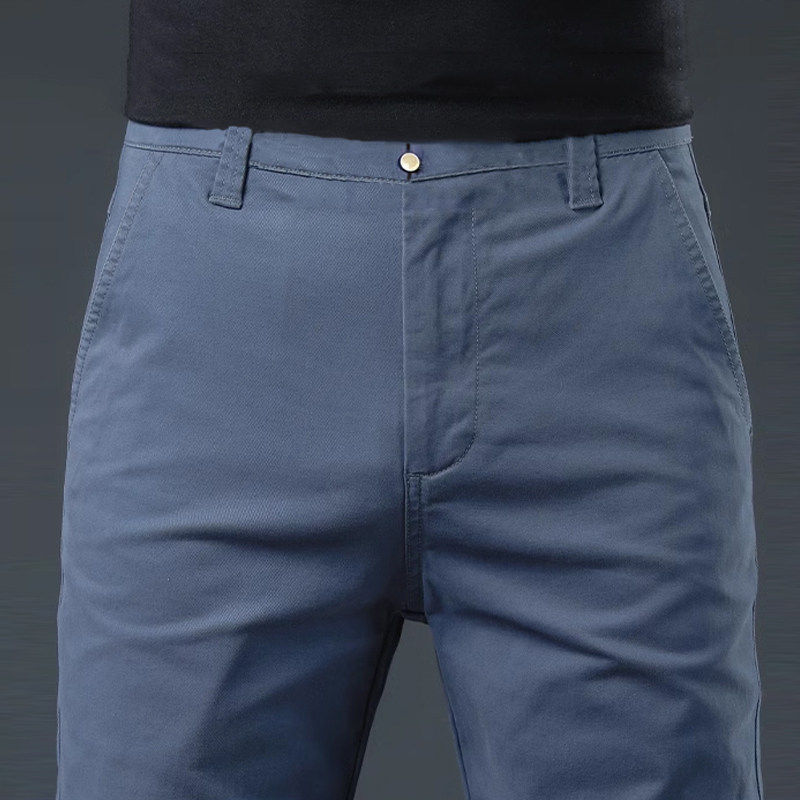 轻奢高端纯棉休闲裤男夏季薄款2026年新款直筒弹力百搭商务裤子男
