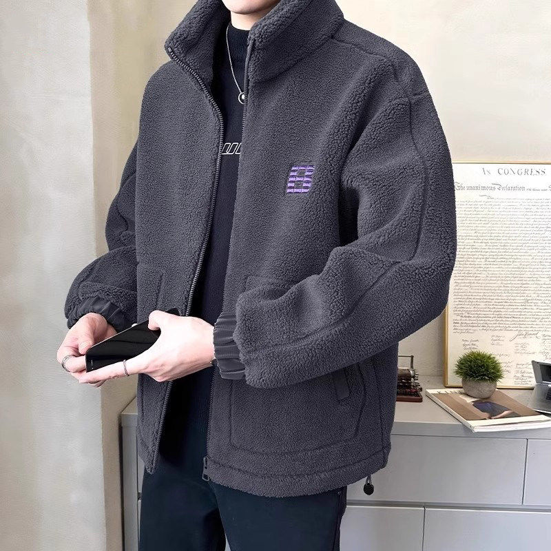 高端羊羔毛外套男士秋冬季2025年新款摇粒绒加厚皮毛一体夹克男款