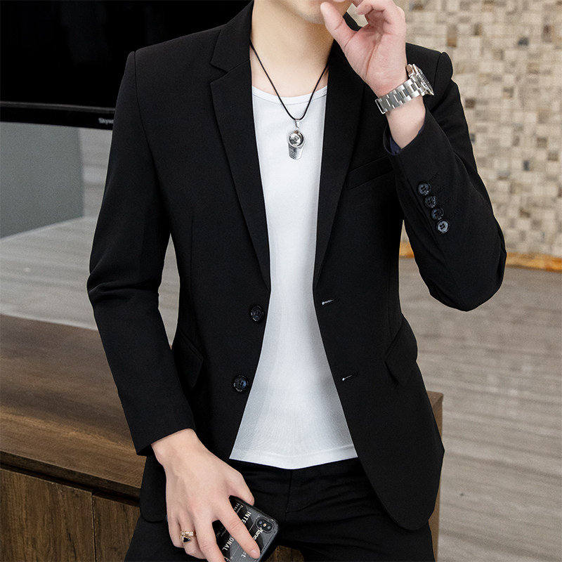 高端西装外套男士春秋季新款韩版修身免烫商务休闲西服套装加大码