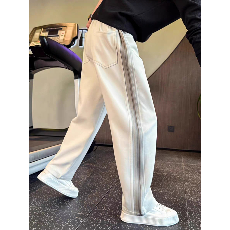 潮牌撞色重磅弯刀卫裤男款春秋季2025新款潮流痞帅运动直筒休闲裤