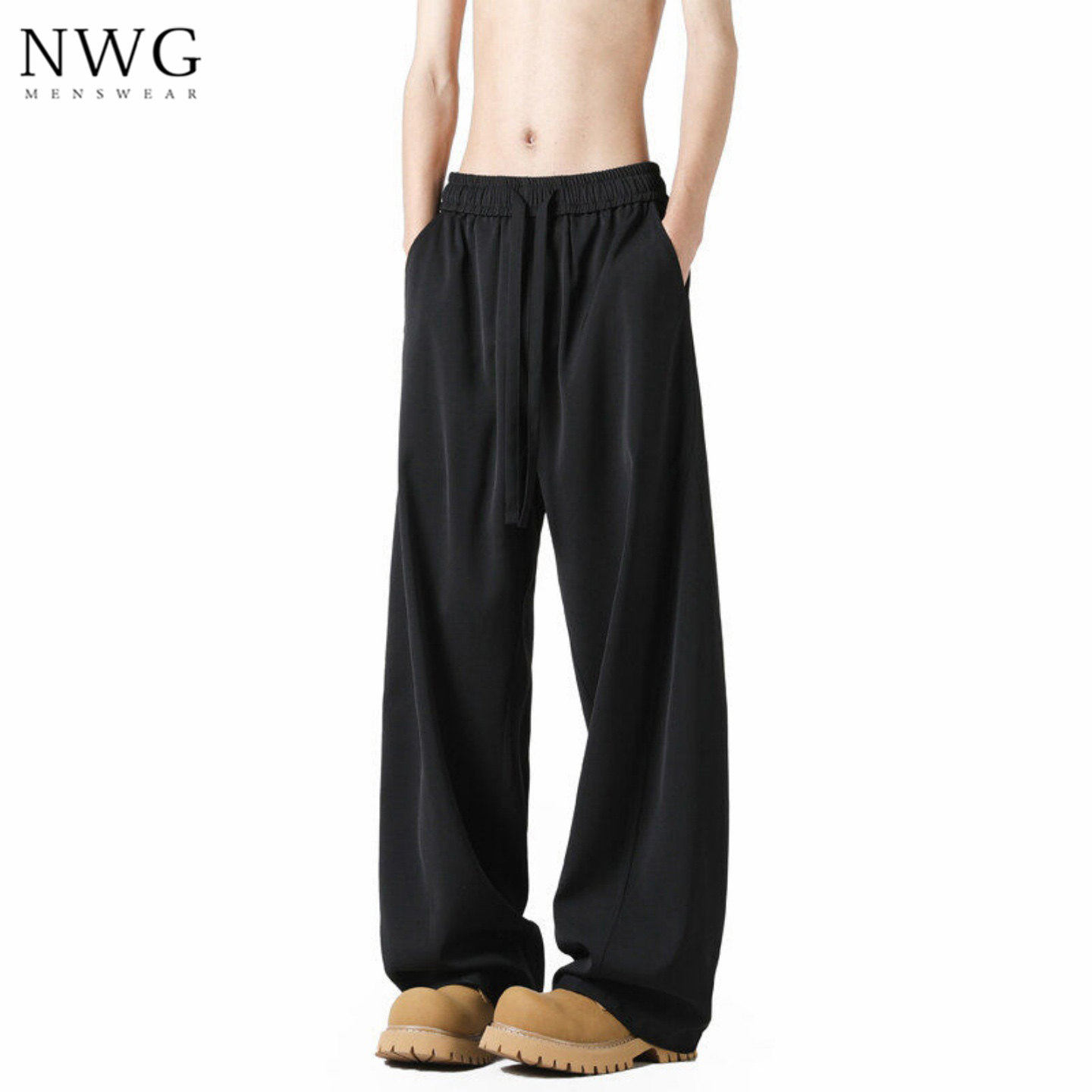 冰丝速干弯刀西裤男夏季薄款美式宽松直筒垂坠感阔腿裤子休闲长裤