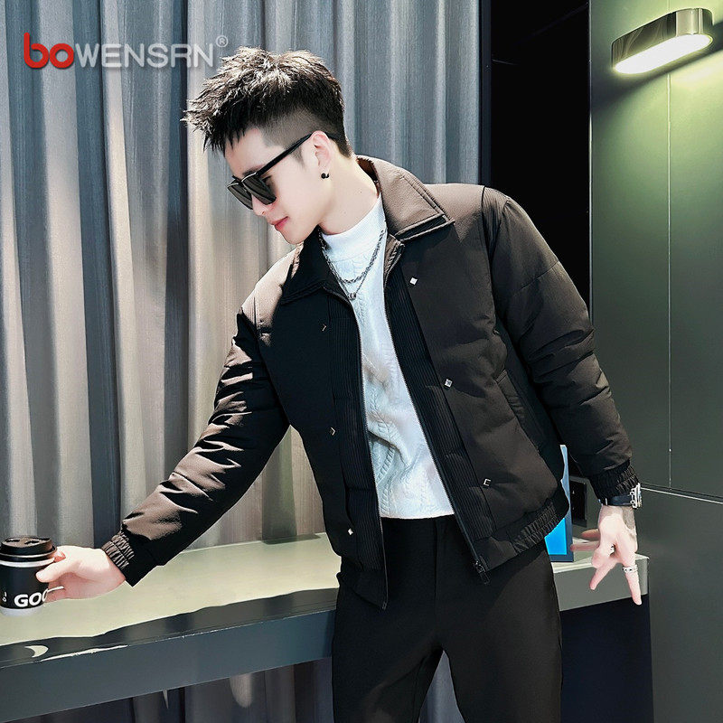 双层领短款棉服外套男士2025新款秋冬装潮流痞帅加厚棉袄夹克男款