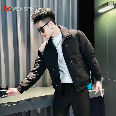 双层领短款棉服外套男士2025新款秋冬装潮流痞帅加厚棉袄夹克男款