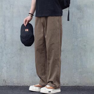 neith 男日系复古宽松直筒松紧腰长裤 BIAS春季 休闲裤 纯棉工装