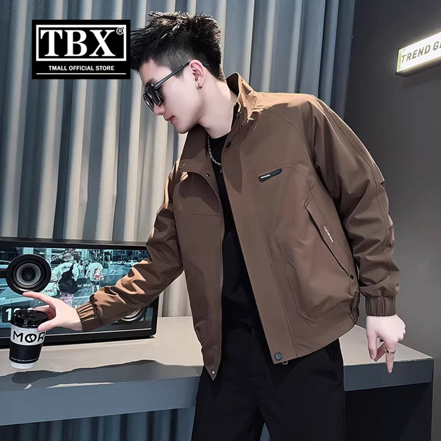 高端工装夹克外套男士2026新款春秋冬季拼接立领休闲上衣男款春装