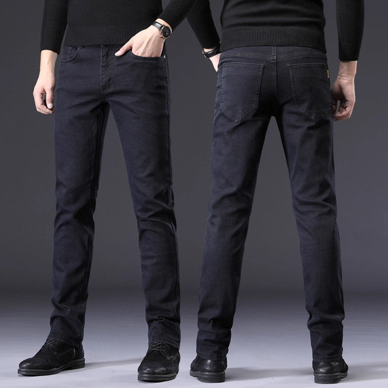 香港高端黑色牛仔裤男士2026春秋新款修身直筒中年商务休闲长裤子