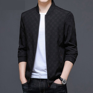 高端桑蚕丝夹克外套男春秋冬季2026新款中青年棒球领潮牌茄克上衣