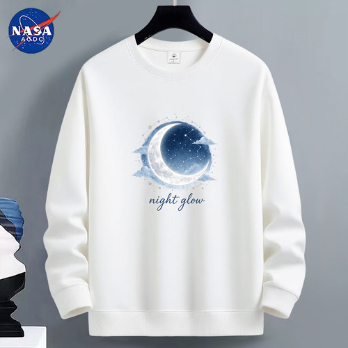 NASA联名圆领卫衣男2026新款秋冬季加厚绒青少年学生宽松长袖上衣