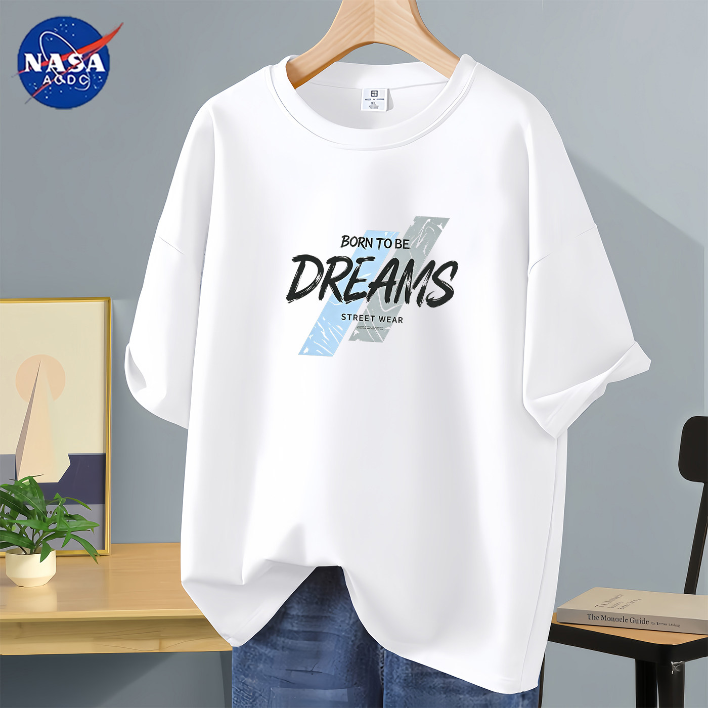 NASA联名男款短袖t恤2026新款夏季纯棉宽松青少年潮流休闲上衣服T图片