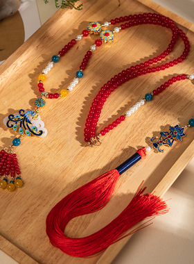 新中式配饰背云长璎珞马面裙项链国风明制颈链复古小众百搭气质