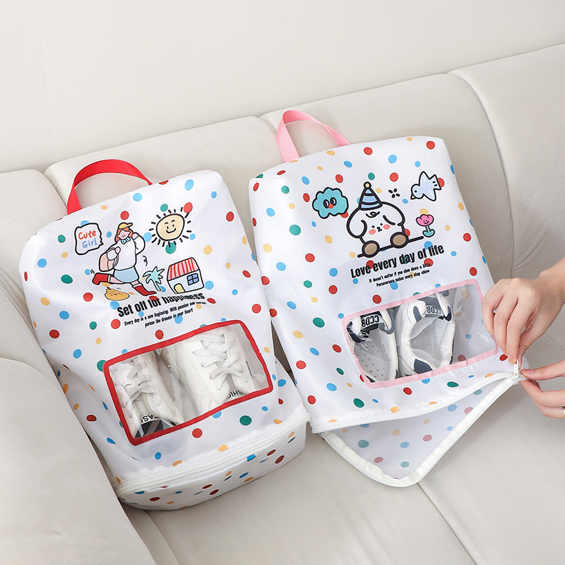 卡通可视鞋袋外出便携式大容量防尘手提鞋罩出差旅行装鞋子收纳袋