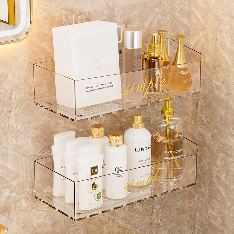 卫生间浴室透明置物架免打孔壁挂式洗澡洗手间洗漱台墙上收纳架子怎么样,好用不?