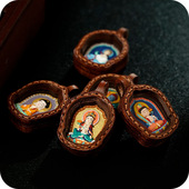 手绘唐卡本命佛矿物颜料纯手工手绘手工剪裁皮壳精致精美招财擦擦