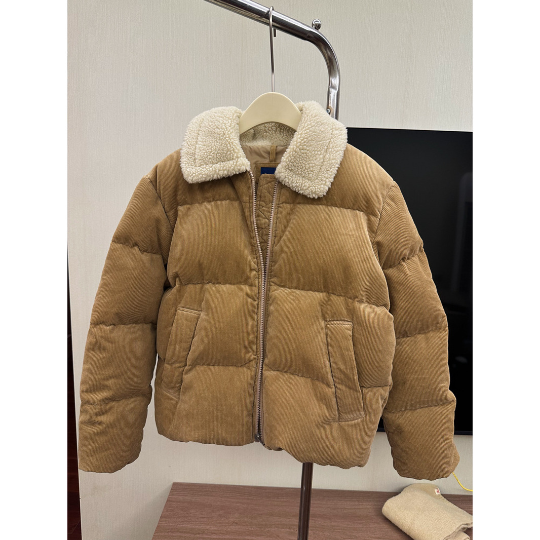 亲子25秋冬新款 系羊羔毛翻领可爱加厚95白鸭绒灯芯绒羽绒服外套