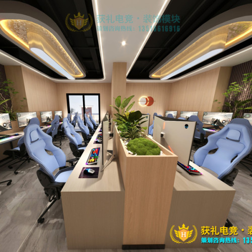 电竞酒店网吧网咖电竞模块装饰娱乐综合体墙面装修设计灯具定制