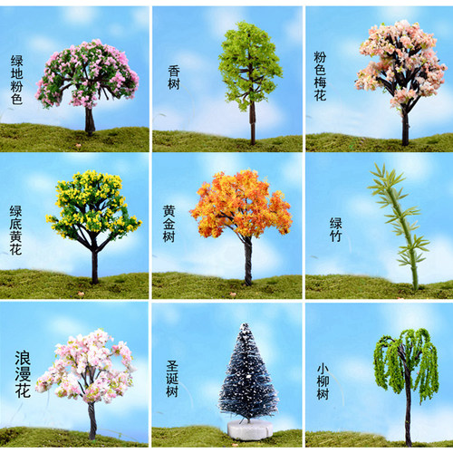 微景观仿真圣诞树樱花摆件