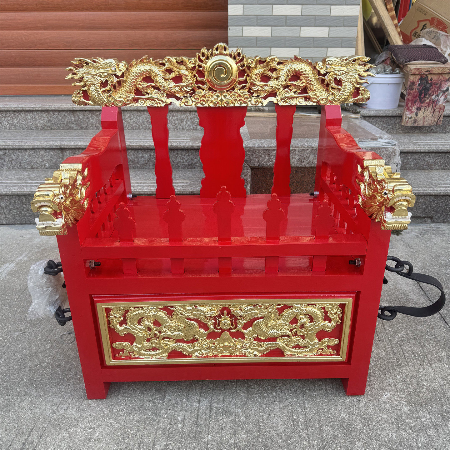 四人抬轿神明出巡游轿子木雕神轿佛轿坐椅抬神辇轿显轿龙椅迎神轿
