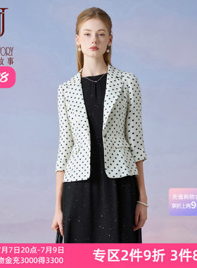 休闲波点小西装外套女小个子