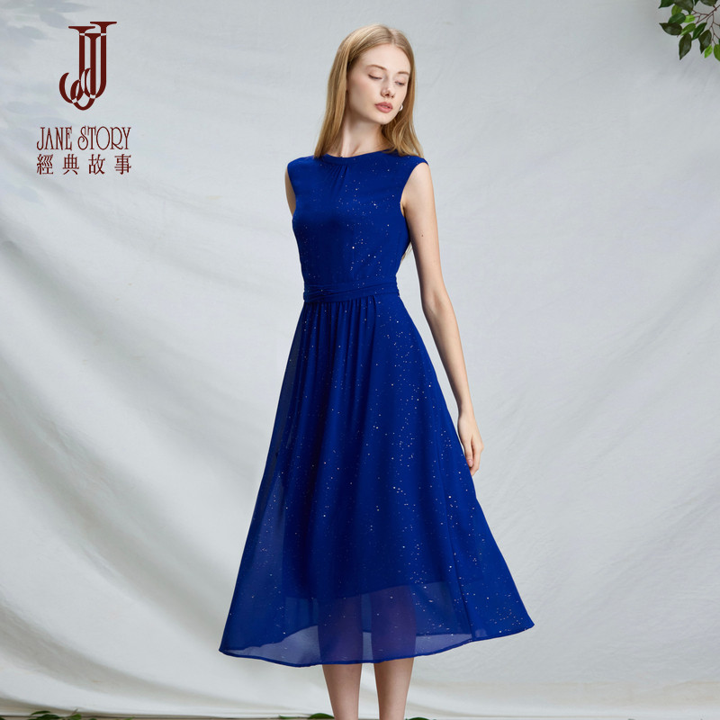 黑色无袖圆领连衣裙女2026年夏季新款简约风时尚通勤气质背心裙