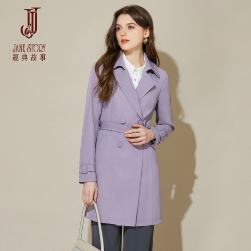 卡其色双排扣风衣外套女