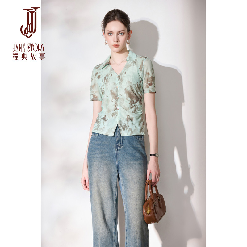 经典故事独特时髦网纱花衬衫女款2026新款夏季别致薄款衬衣上装