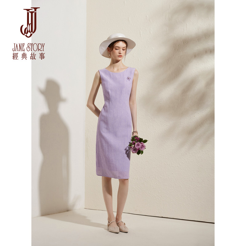 简单大方无袖连衣裙女气质