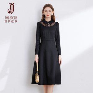 2025新款高级感收腰衬衫连衣裙女秋冬气质独特别致设计感小黑裙